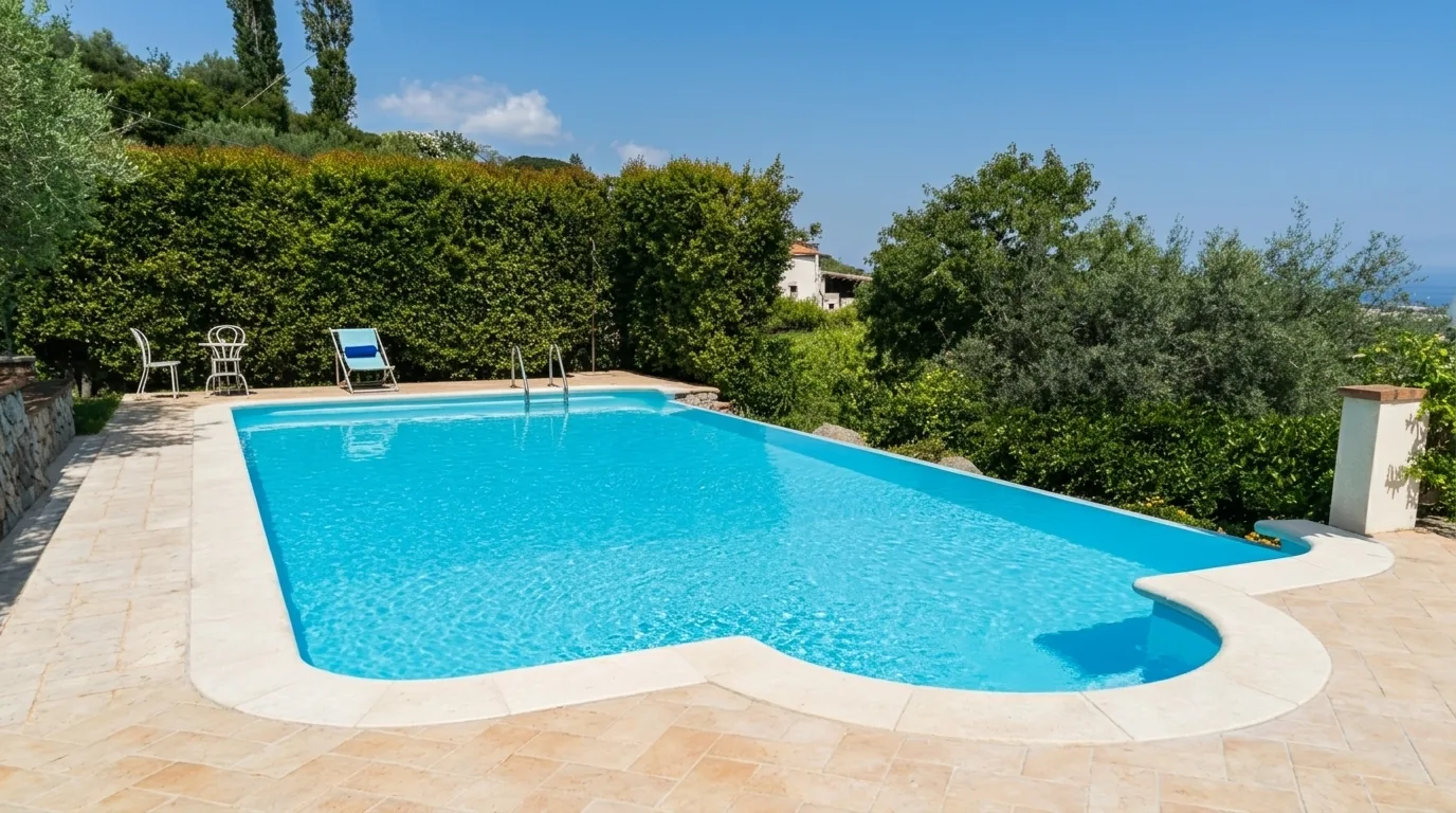 Piscina panoramica a sfioro con profilo su misura
